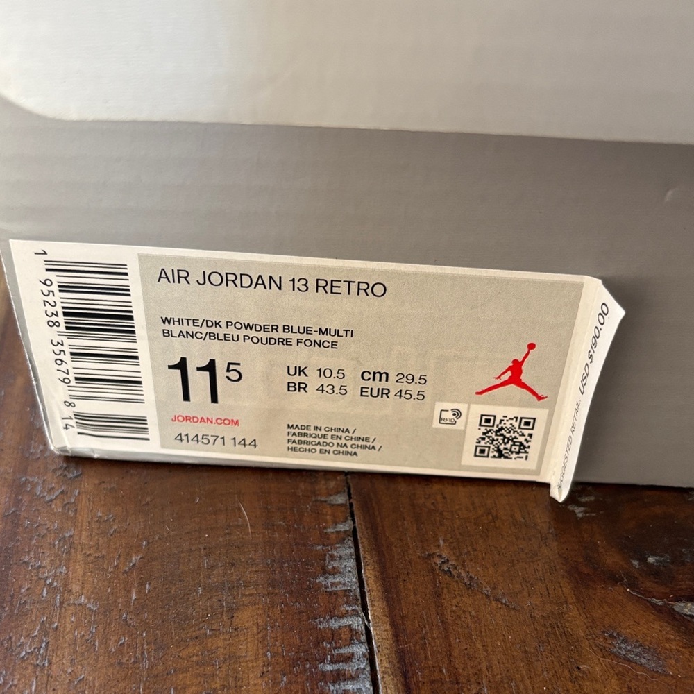 Jordan Air Jordan 13 Retro White/Dark Powder Blue-Multi Box Label